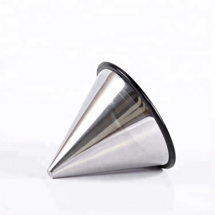 Reusable Stainless Steel Cone Shape Coffee Pour Over Filter Without Handle